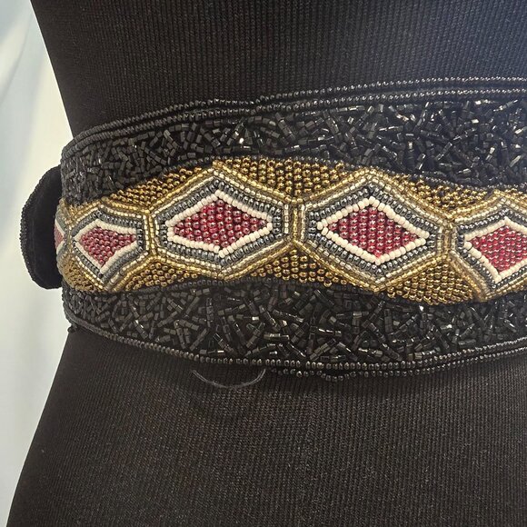Vintage Original Bells & Bags Designed By Leslie Kaplan Snake Hand Beaded Belt - Picture 7 of 11